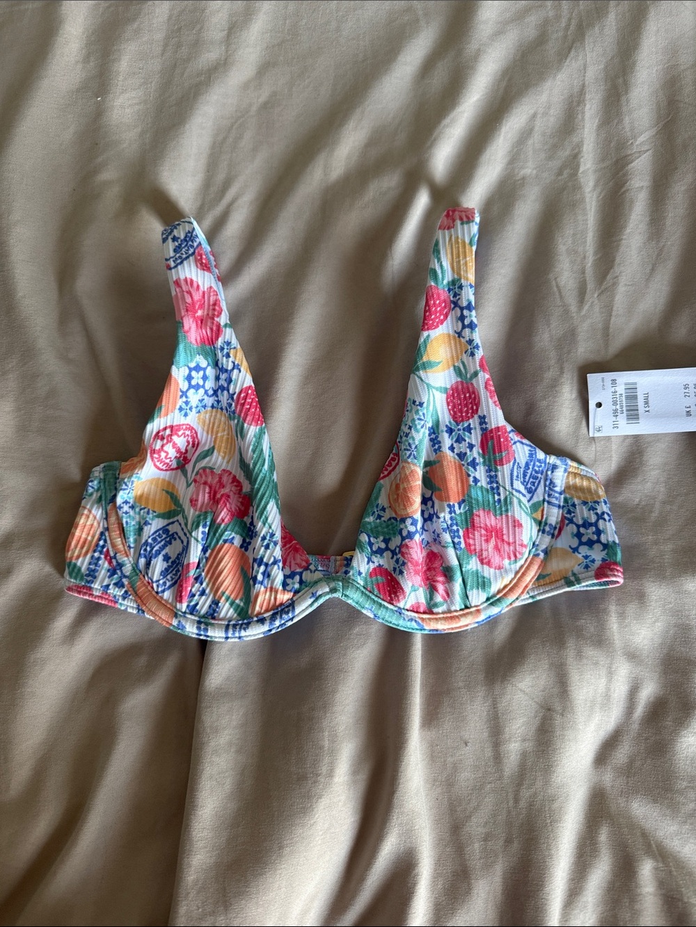 Hollister Colorful Floral Ribbed Underwire Bikini Top